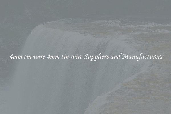 4mm tin wire 4mm tin wire Suppliers and Manufacturers