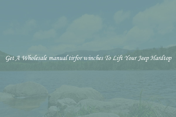 Get A Wholesale manual tirfor winches To Lift Your Jeep Hardtop
